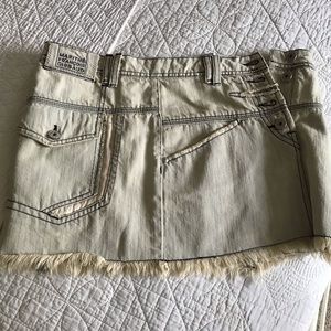 Marithe francois girbaud mini skirt fringed denim